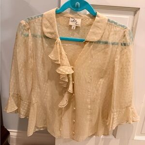 Milly Cream Polka Dot Ruffle Blouse